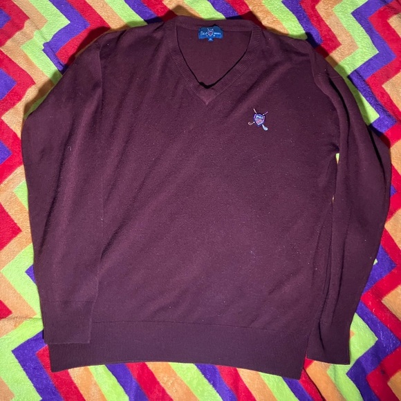 Polo Ralph Lauren Other - Vintage Polo Cashmere Mens V Neck Sweater
Maroon Golf Crest Logo Size XL